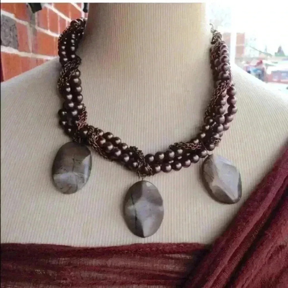 Handmade multi chain beaded necklace - Picture 1 of 4